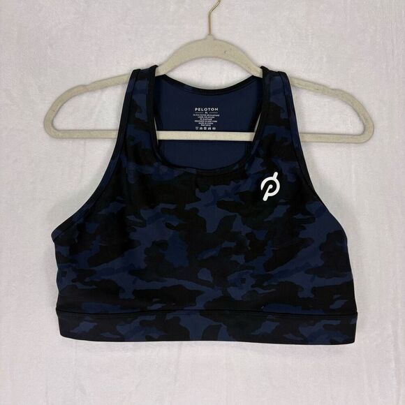 Peloton Blue & Black Camo Print Sports Bra Size Medium - Picture 1 of 8